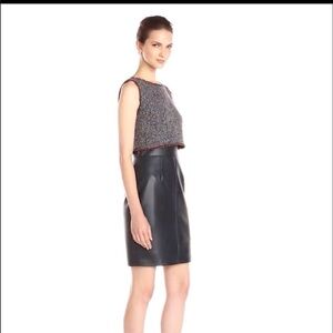 Bailey44 sleeveless studio dress NWT sz S faux leather bottoms skirt tweed top